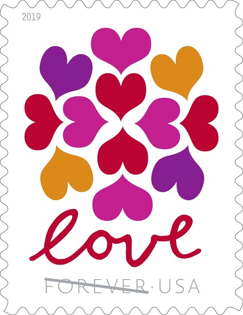 The Postal Service kicks off 2019 with the new Hearts Blossom Forever Stamp.