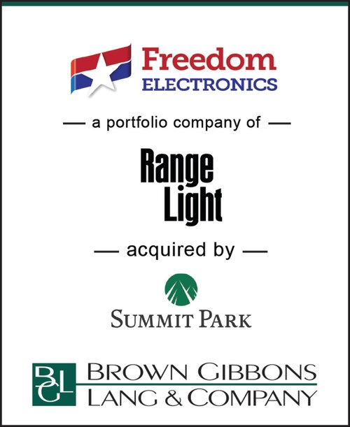 Brown Gibbons Lang & Company (BGL) is pleased to announce the sale of Freedom Electronics, LLC (Freedom), a portfolio company of Range Light LLC, to Summit Park LLC. BGL’s Diversified Industrials team served as the exclusive financial advisor to Freedom.