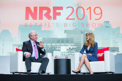 Kroger Co. Chairman and CEO Rodney McMullen delivers a keynote presentation moderated by CNBC Anchor Sara Eisen in New York City at NRF 2019: Retail's Big Show.