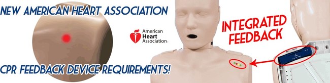Audio & Visual Feedback required for CPR Manikins - the American Heart Association published that they "will now require the use of an instrumented directive feedback device in all courses that teach adult CPR skills, effective January 31, 2019". Also, on June 1, 2017, the American Red Cross published a statement that they "will incorporate CPR feedback devices in all classes delivered directly by the American Red Cross and recommend CPR feedback device usage for all training partners" Audio & Visual Feedback required for CPR Manikins - the American Heart Association published that they "will now require the use of an instrumented directive feedback device in all courses that teach adult CPR skills, effective January 31, 2019". Also, on June 1, 2017, the American Red Cross published a statement that they "will incorporate CPR feedback devices in all classes delivered directly by the American Red Cross and recommend CPR feedback device usage for all training partners"