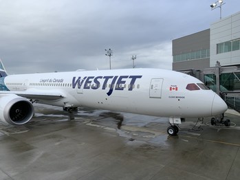 WestJet’s first Boeing 787-9 Dreamliner is named in honour of the airline’s chairman and founder, Clive Beddoe. (CNW Group/WESTJET, an Alberta Partnership)