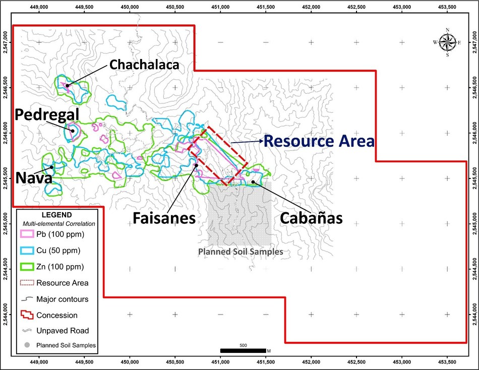 Figure 1 San Marcial Project – New Targets: Soil anomalies (CNW Group/Goldplay Exploration Ltd)