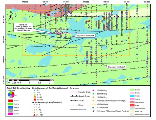 Figure 1:  Interlake and Central Areas – Frost Boil Sample Results (CNW Group/Orford Mining Corporation)