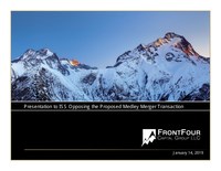 FrontFour Issues Investor Presentation to Medley Capital Shareholders