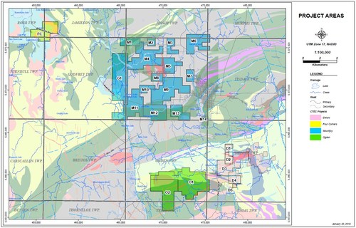 Figure 1 – CTEC Project Location Map (CNW Group/Central Timmins Exploration Corp)