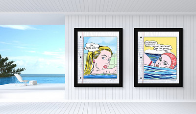 Yacht Life & High Maintenance (Pool Boy) Framed Oil Pastel Sketches by Nelson De La Nuez pop artist luxury interior design (King of Pop Art brand)