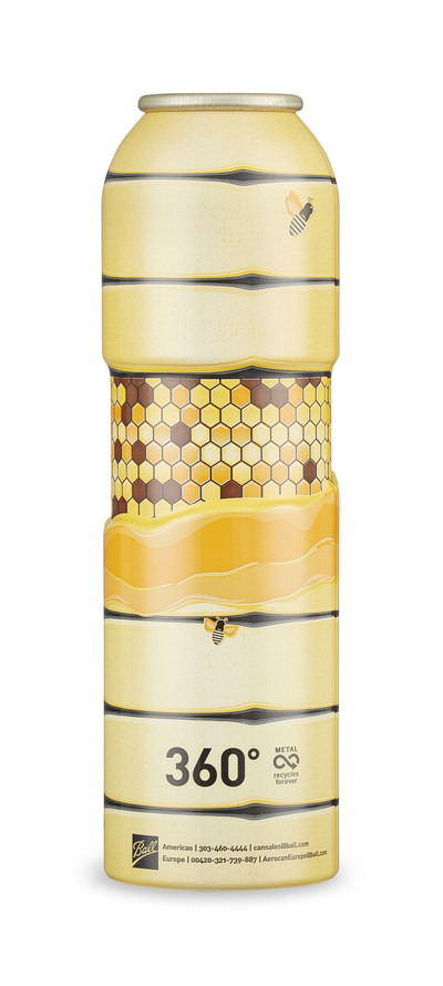 Ball introduces its 360° aluminum aerosol can, Bee Hive design (shown)