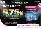 Jana Small Finance Bank Offers Special Rate 9.75% on Fixed Deposit for Senior Citizens, Celebrating Republic Day