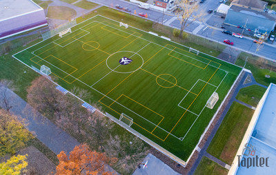 First Canadian installation of GreenFields premium woven turf product, IRONTURF(TM), at Collge Reine Marie.
