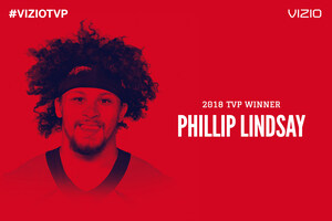 Breakout Running Back Phillip Lindsay Named 2018 VIZIO Top Value Performer