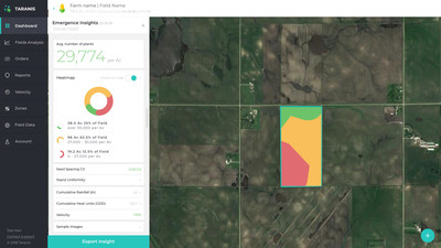 A Taranis AI2 image showing crop identification and count done by deep learning-based software