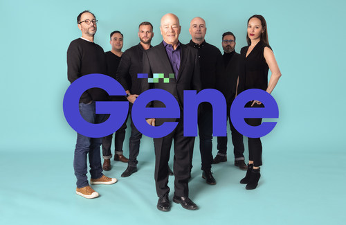 Cossette Health rebrands to Gene. Leadership team from left to right: Réjean Fortin (VP, General Manager Quebec & Atlantic), Paul Jara (VP, Product & Technology), Andrew Stewart (VP Strategy), Pierre Delagrave (President), Joe Dee (Managing Director), Luc Quartarone (VP, Integrated Production), and Anya Kravets (VP, Consulting). (CNW Group/Gene)