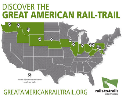 Rails-to-Trails Conservancy (RTC), the nation's largest trails organization, has announced its vision for the Great American Rail-Trail, an unprecedented commitment to creating an iconic piece of American infrastructure that will connect nearly 4,000 miles of rail-trail and other multiuse trails from Washington, D.C., to Washington State. Learn more at www.greatamericanrailtrail.org.