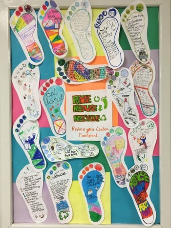 Student footprints highlighting their energy conservation messages (CNW Group/Royal Canadian Geographical Society)