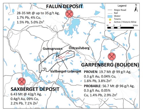 Figure 1. The Gumsberg License is situated in the highly prospective base and precious metal rich Bergslagen District of southern Sweden. (CNW Group/Boreal Metals)