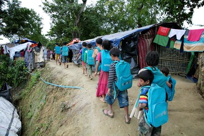 Alors qu'une nouvelle anne scolaire commence, plus de 145 000 enfants rohingyas retournent  l'cole dans les camps pour personnes rfugies au Bangladesh.  UNICEF/UN0158190/Sujan (Groupe CNW/UNICEF Canada)