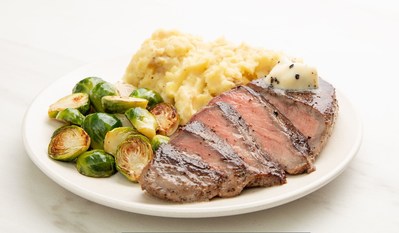 Truffle Butter Sirloin Steak with Parmesan Mashed Potatoes & Crispy Brussels Sprouts