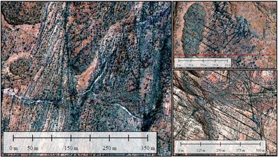 Figure 5. Selected images of Impact 5 locations showing intense, fractal, low-displacement faults and fractures. (CNW Group/Pacton Gold Inc.)