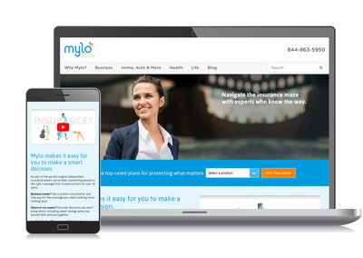 Mylo website desktop landing page and mobile page
