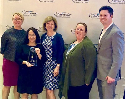 Ultimate Medical Academy received the 2019 Large Not-For-Profit Business of the Year Award last night at the Clearwater Regional Chamber of Commerce’s 97th Annual Meeting and Awards Dinner. UMA leaders accepting the award include Associate Director of Continuing Medical Education and Strategic Initiatives Leia Bell, Clearwater Campus Director Dr. Rebecca Sarlo, Senior Director of Communications Martha Monfried, Manager of Student Finance Jill Sellers, and Executive Vice President Geordie Hyland.