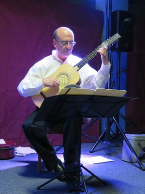 Harris Becker, founder and director of the Long Island Guitar Festival, held since 1993 at Long Island University, performs here on a baroque guitar.