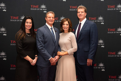 Ally executives honor the 2019 TIME Dealer of the Year John Alfirevich, of Apple Chevrolet in Tinley Park, Ill., at the NADA Show in San Francisco. From left to right, Andrea Brimmer, chief marketing and public relations officer for Ally; Alfirevich, dealer principal of Apple Chevrolet and his wife Christine Alfirevich; and Doug Timmerman, president of Auto Finance for Ally, celebrate Alfirevich's outstanding contributions to his community.