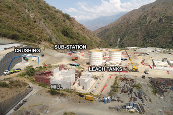 Figure 2: View of Crushing Station, Mill, Leach Tanks and Sub-Station (CNW Group/Continental Gold Inc.)
