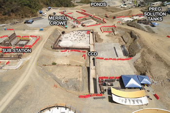 Figure 3: View of Sub-station, CCD, Merrill Crowe, Ponds and Preg Solution Tanks (CNW Group/Continental Gold Inc.)