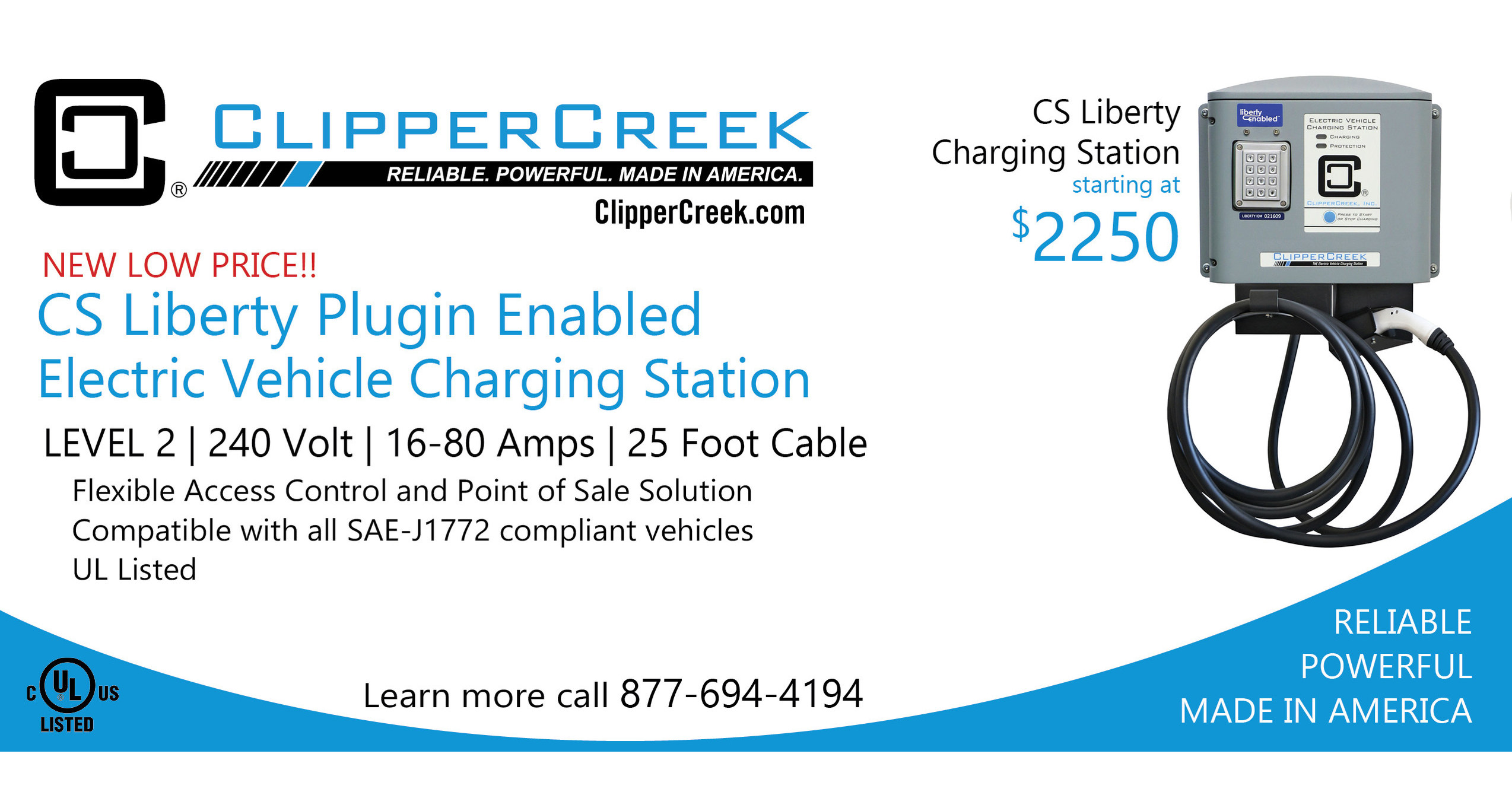 $400 Price Reduction on Select ClipperCreek Electric Vehicle Charging  Stations