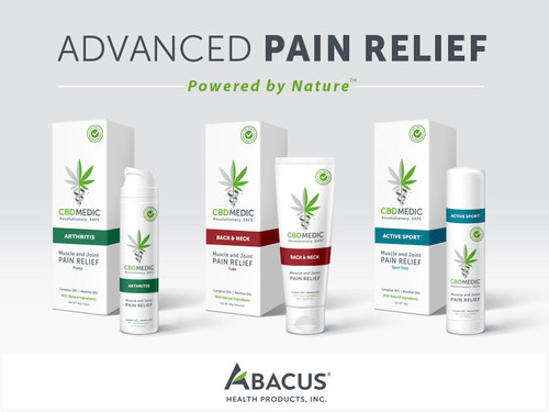 Abacus Health Products CBDMEDIC™ line of topical pain-relief products (CNW Group/Abacus Health Products)