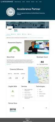 The Accelerance Partner Showcase for Exist offers in-depth due diligence findings for software development outsourcing. The Accelerance Partner Showcase for Exist offers in-depth due diligence findings for software development outsourcing.