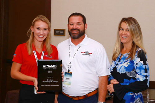 From left to right: Samantha Lisowski, sales and marketing manager, Cre8tive Technology & Design; Aaron Continelli, president, Cre8tive Technology & Design; Joy Verplank, senior director of channels, Americas, Epicor.