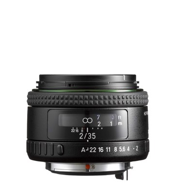 The HD PENTAX-FA35mmF2 is a high-performance, wide-angle lens designed to cover the large, full-frame sensor of PENTAX K-mount digital SLR cameras.