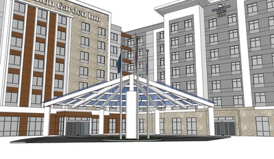 Rendering of 240-key Homewood Suites and Hilton Garden Inn to be built in Easton, Ohio.