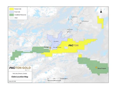 Figure 1. Location map of Pacton Claims in Red Lake, Ontario (CNW Group/Pacton Gold Inc.)