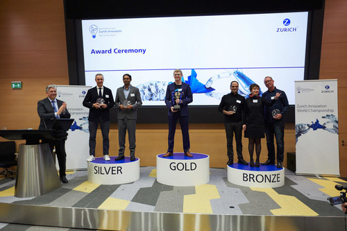 Attila Toth, Founder & CEO second from left, and Kumar Dhuvur, Founder & Head of Product third from left, honored during the awards ceremony at Zurich Development Center in Switzerland.