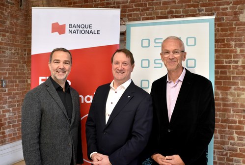 From left to right: Patrick Gagné, CEO of OSMO, Louis Vachon, President and Chief Executive Officer of National Bank and Alan MacIntosh, Chairman of OSMO’s Board of Directors. (CNW Group/Fondation OSMO)