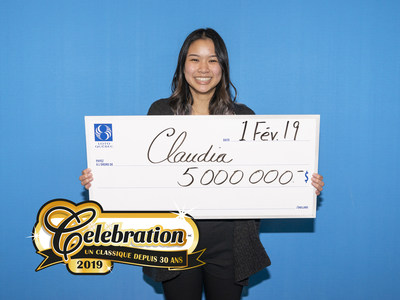 Claudia Phan, une rsidente de la Montrgie, a mis la main sur le gros lot maison de 5 000 000 $  la suite du gala Clbration 2019 du 13 janvier dernier. (Groupe CNW/Loto-Qubec)
