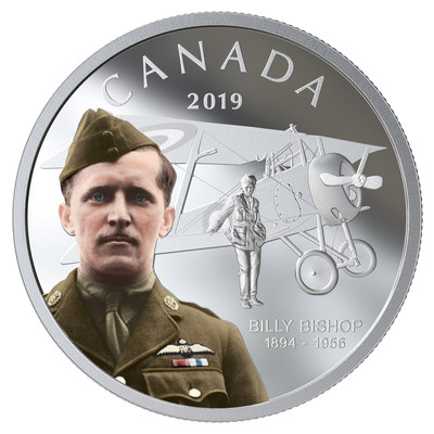 The Royal Canadian Mint's silver collector coin celebrating the 125th anniversary of the birth of Billy Bishop