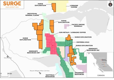 Surge Exploration’s Omineca Group of 9 claim blocks