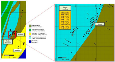 Figure 3. Location of Bantou and Bantou Proximal Drilling (CNW Group/SEMAFO)