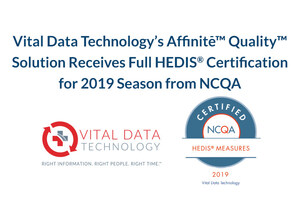 Vital Data Technology's Affinitē™ Quality™ Solution Achieves Full HEDIS® Certification for 2019 Season