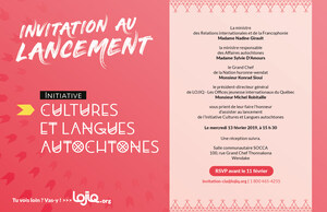 ANNULÉ : Invitation - Lancement de l'Initiative Cultures et Langues autochtones