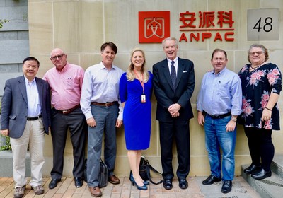 Multi-award winning reproductive cancer researcher and therapeutics pioneer, Dr. H. Michael Shepard, joined CEO Dr. Chris Yu, Anpac Bio’s US Executive Team and fellow Technical Advisory Board (TAB) Members in Shanghai, China, inspecting Anpac Bio’s breakthrough, Cancer Differentiation Analysis #LiquidBiopsy technology research. Pictured left-to-right: CEO Dr. Chris Yu, TAB Dr. H. Michael Shepard, CFO Mark Luhdorff, CMO Drisha Leggitt, TAB Dr. John Reddington, TAB Dr. Lee Shulman & VP Sherry Yu.