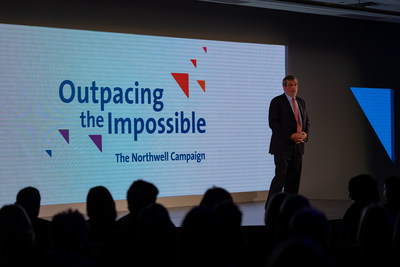 Michael J. Dowling announces Northwell's $1B Outpacing the Impossible fundraising campaign at the October 2018 event launch.