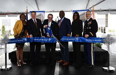 From left to right: Orlando City Commissioner Regina Hill, Lockheed Martin Operations Vice President Pat Sunderlin, Lockheed Martin Missiles and Fire Control Executive Vice President Frank St. John, Orange County Mayor Jerry Demings, Orange County Commissioner Victoria Siplin, and U.S. Army Colonel Wallace Weakley representing the local Defense Contract Management Agency office, participated in the ribbon-cutting ceremony to officially open Lockheed Martin’s Research & Development II building.