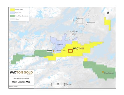 Figure 1. Location map of mineral claims acquired by Pacton Gold. (CNW Group/Pacton Gold Inc.)