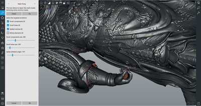 Put the final touch on the mesh model using the quick check and fix selection tool for refinement. Put the final touch on the mesh model using the quick check and fix selection tool for refinement.
