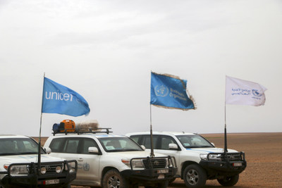 UNICEF, UN and Syrian Arab Red Crescent reach more than 40,000 people with life-saving supplies in largest-ever humanitarian convoy since the start of the Syria crisis © UNICEF/UN0279376/anonymous (CNW Group/UNICEF Canada)