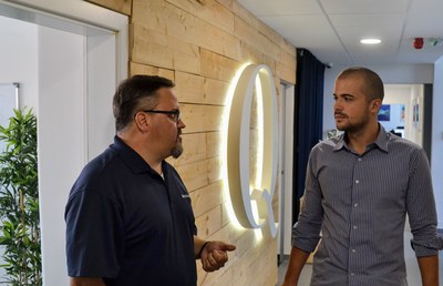 Bobby Dewrell, VP of Delivery for Accelerance and Hrvoje Volarevic, Head of Sales for Q Software, tour the Q Software facilities in Zagreb, Croatia.